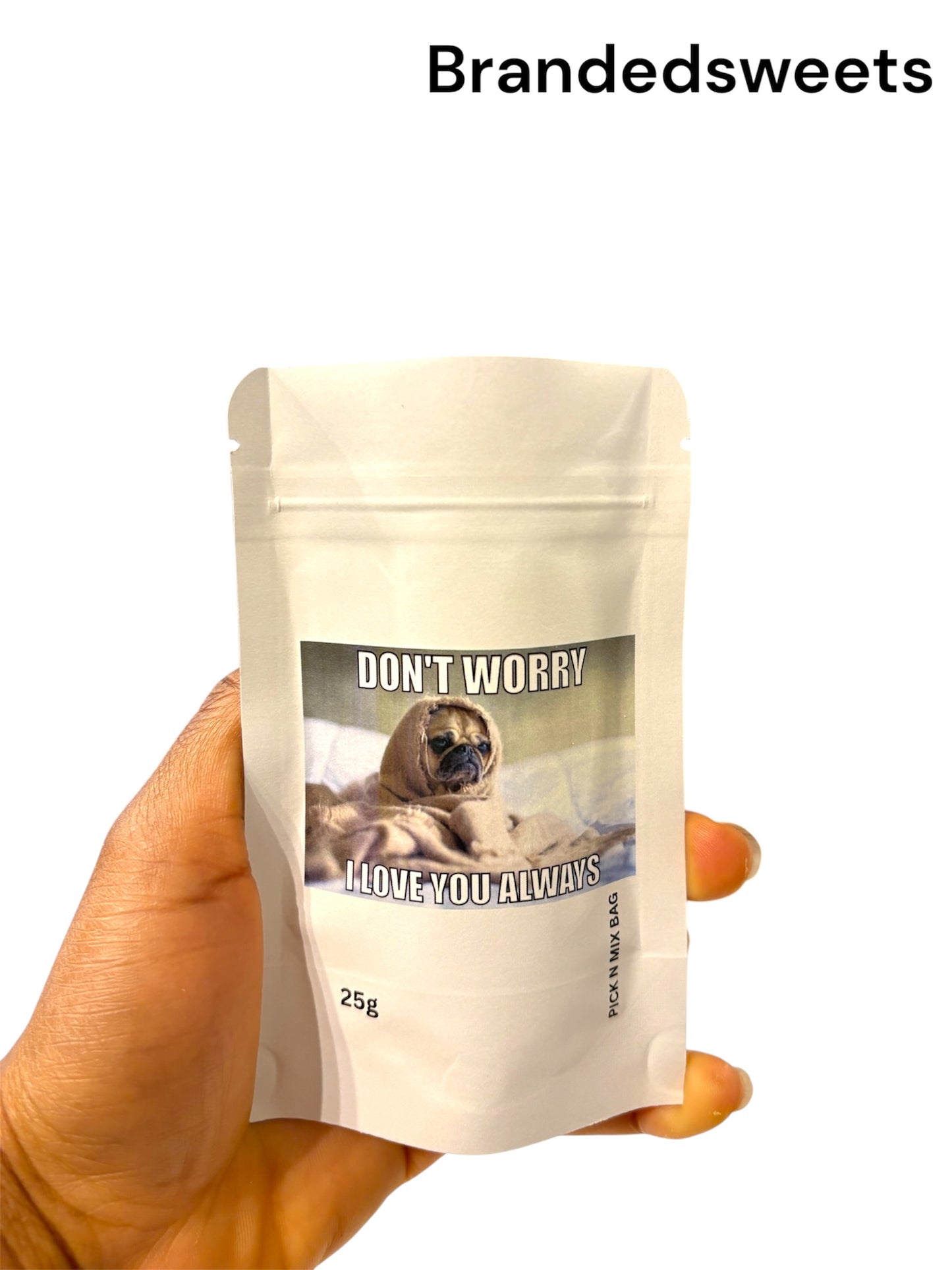 Personalised Fizzy Strawberry Bites with Custom Branding 25g (image/artwork)