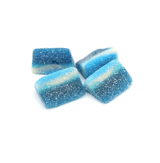 Personalised Blue Raspberry Slices with Custom Branding 25g (image/artwork) - Branded Sweets