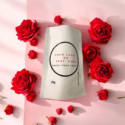 Personalised Fizzy Strawberry Bites with Custom Branding 25g (image/artwork)